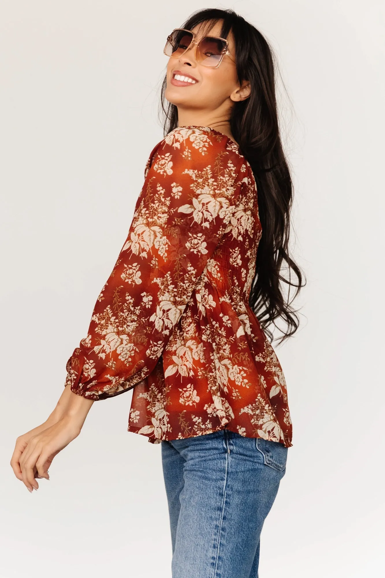 Fenna Smocked Top | Rust Floral sold by Baltic Born product image thumbnail 3