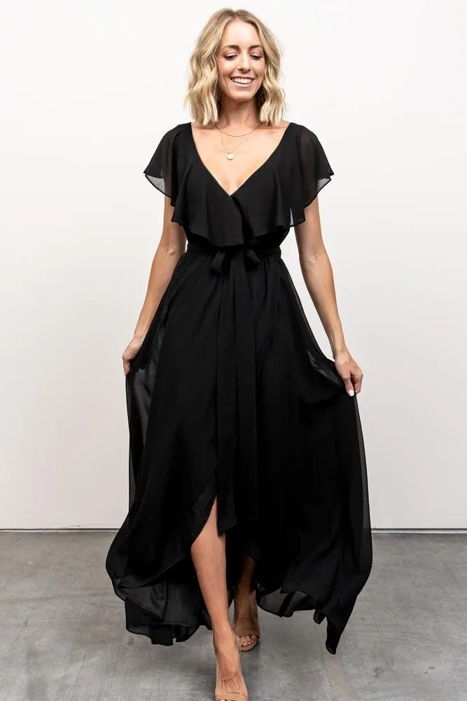 Katya Ruffle Maxi Dress | Black sold by Baltic Born