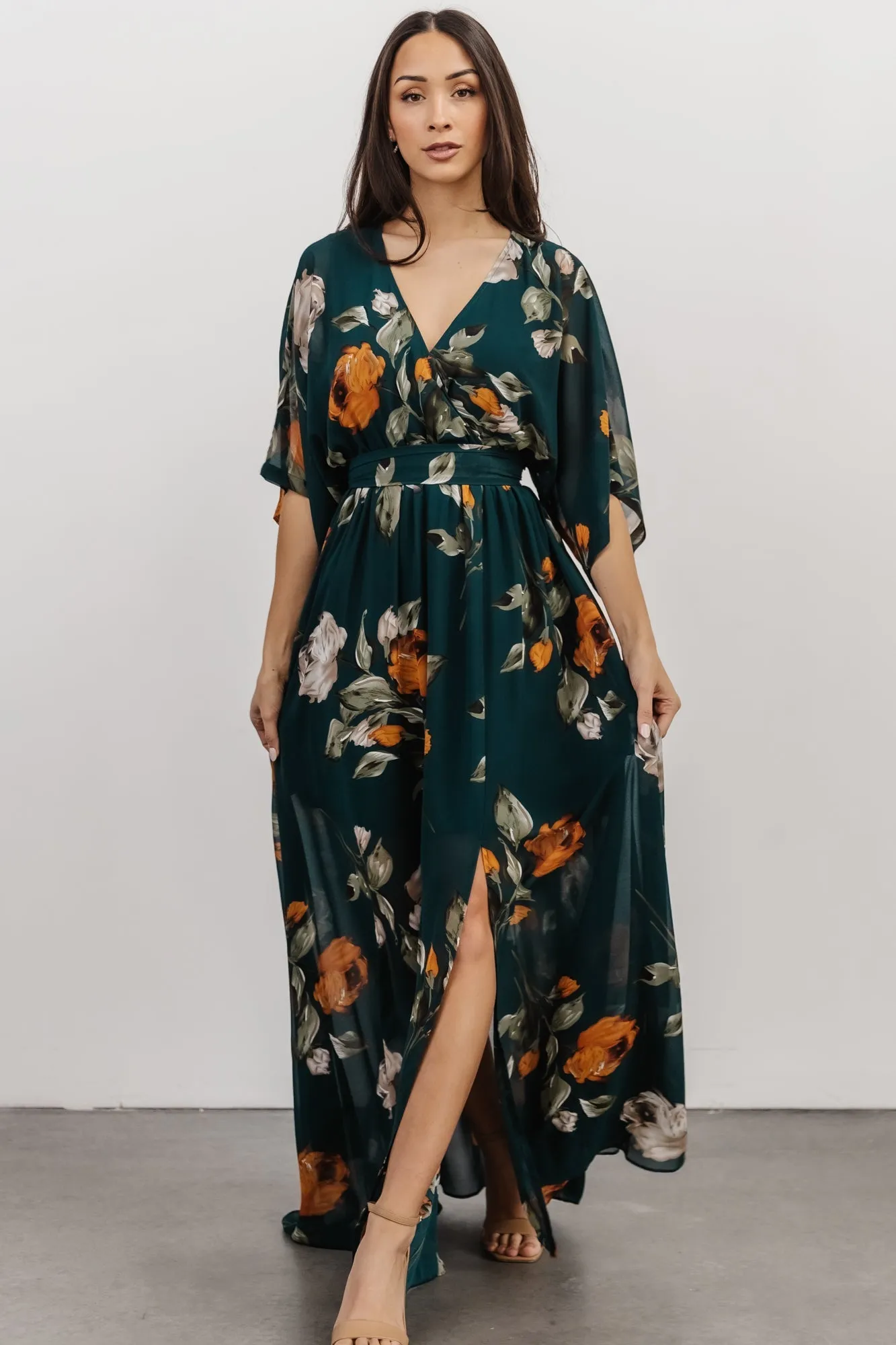 Kia Kimono Maxi Dress | Deep Topaz Floral sold by Baltic Born product image thumbnail 3