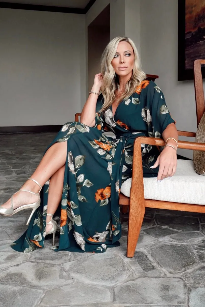 Kia Kimono Maxi Dress | Deep Topaz Floral sold by Baltic Born product image thumbnail 2