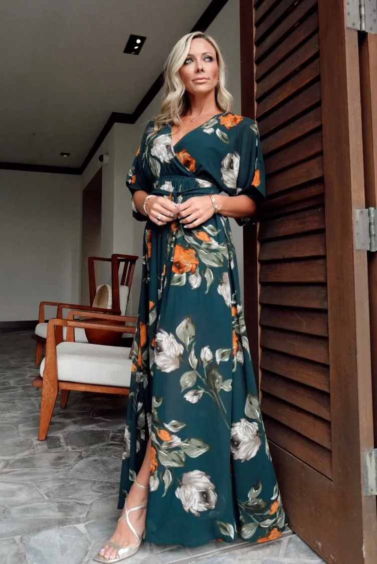 Kia Kimono Maxi Dress | Deep Topaz Floral sold by Baltic Born product image thumbnail 4