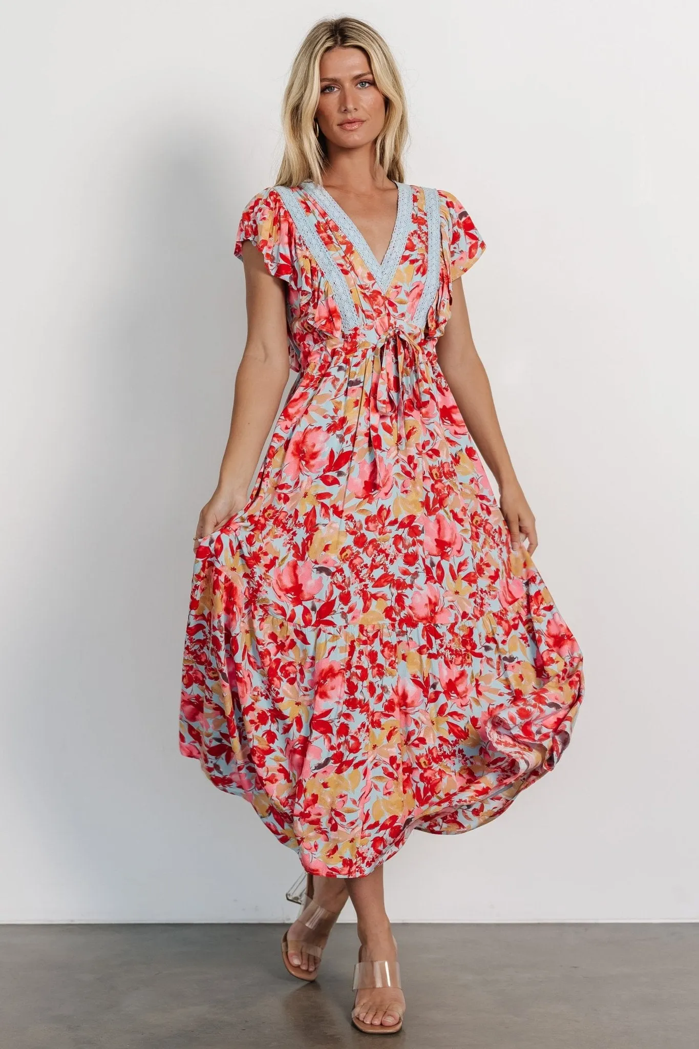 Maggie Maxi Dress | Blue + Coral Multi sold by Baltic Born