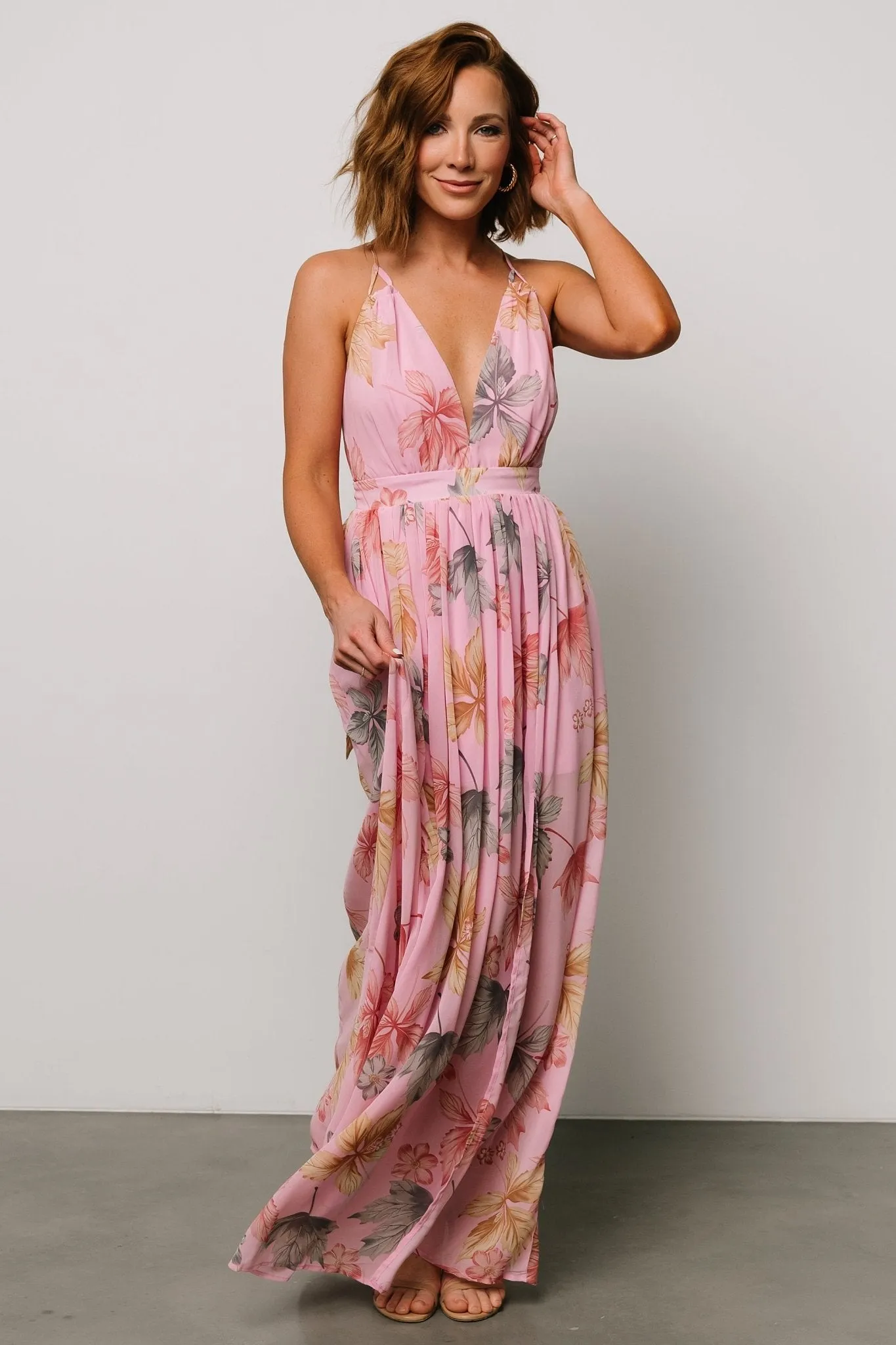 Suvi Open Back Maxi Dress | Pink Print sold by Baltic Born
