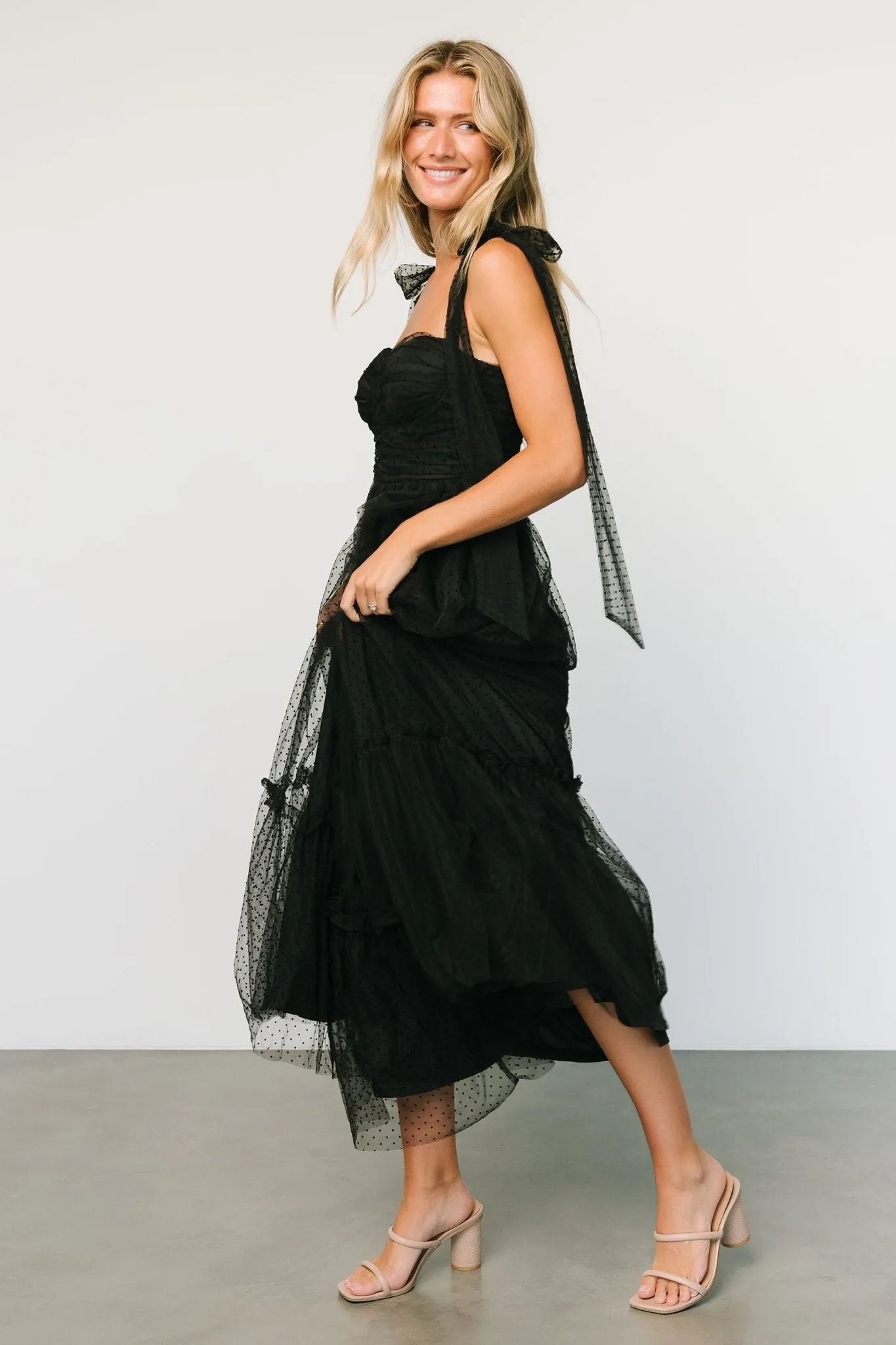 Mavani Swiss Dot Tulle Maxi Dress | Black sold by Baltic Born product image thumbnail 4