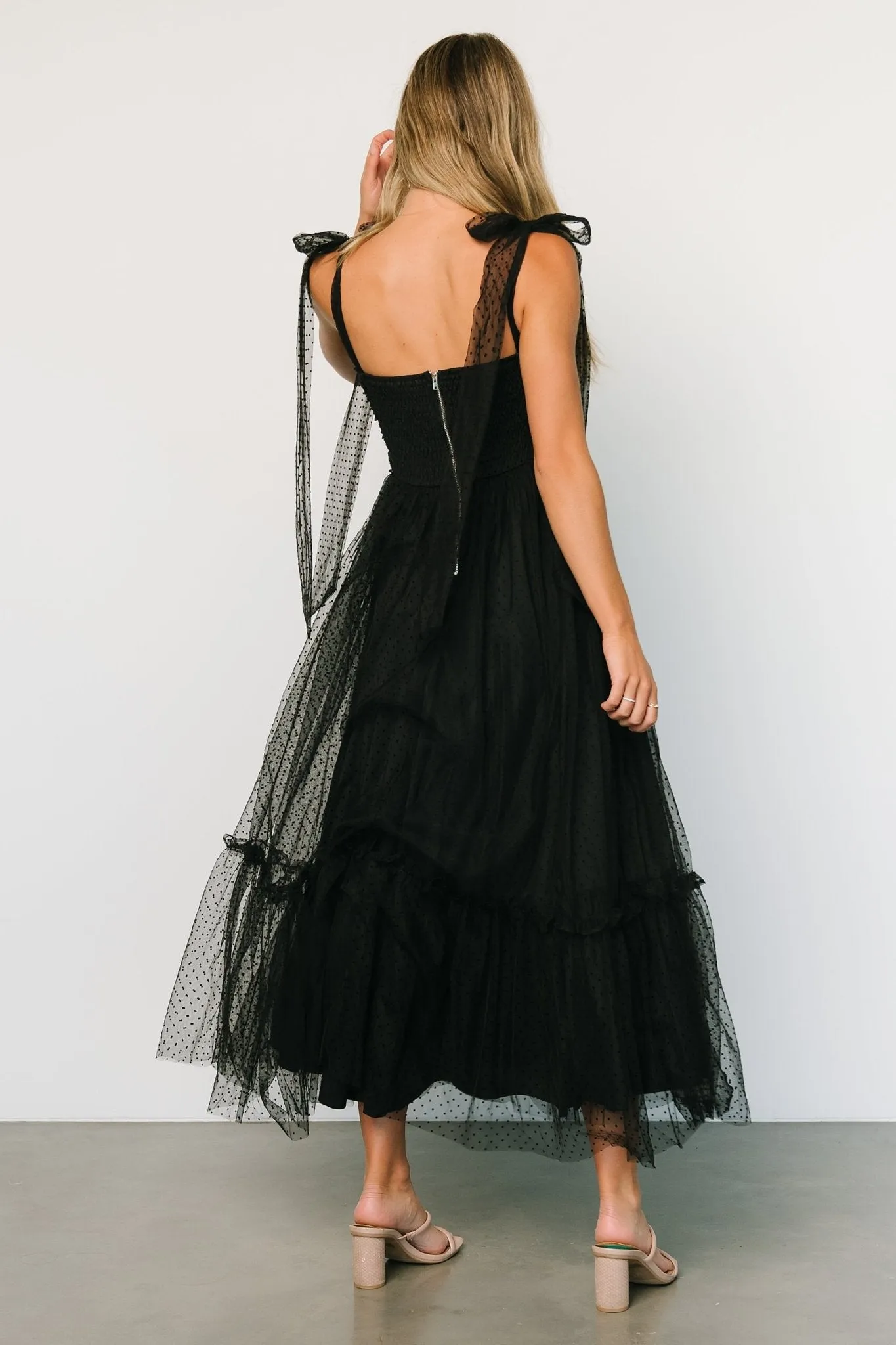 Mavani Swiss Dot Tulle Maxi Dress | Black sold by Baltic Born product image thumbnail 5