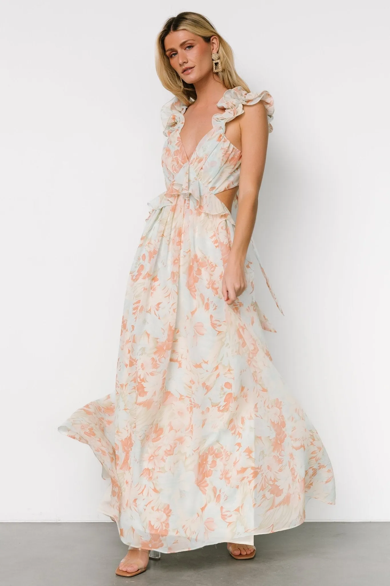 Brigitta Maxi Dress | Mint Floral sold by Baltic Born