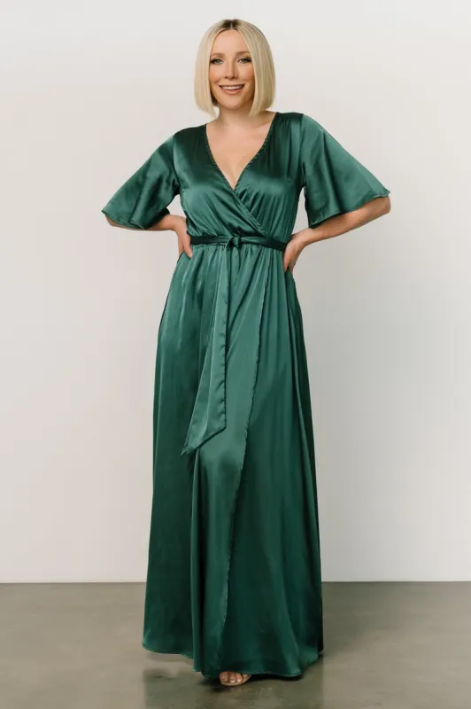Kensington Satin Maxi Dress | Hunter Green sold by Baltic Born