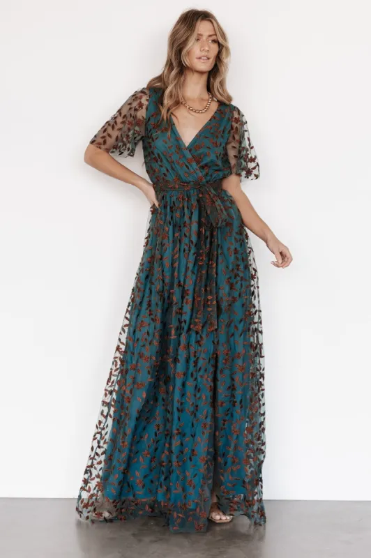 Marseille Embossed Maxi Dress | Jade + Bronze sold by Baltic Born