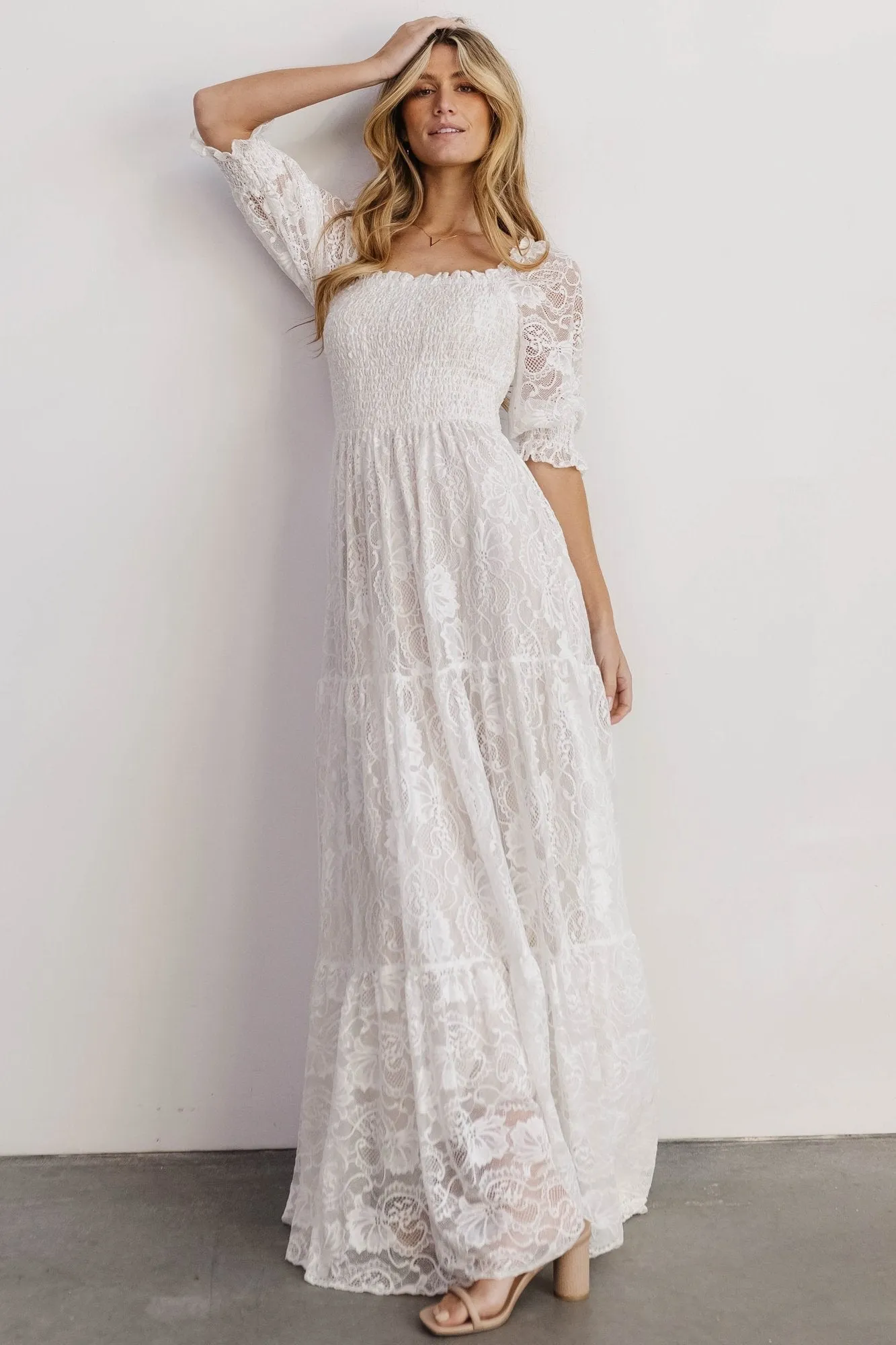 Stella Smocked Lace Maxi Dress | Off White sold by Baltic Born product image thumbnail 3
