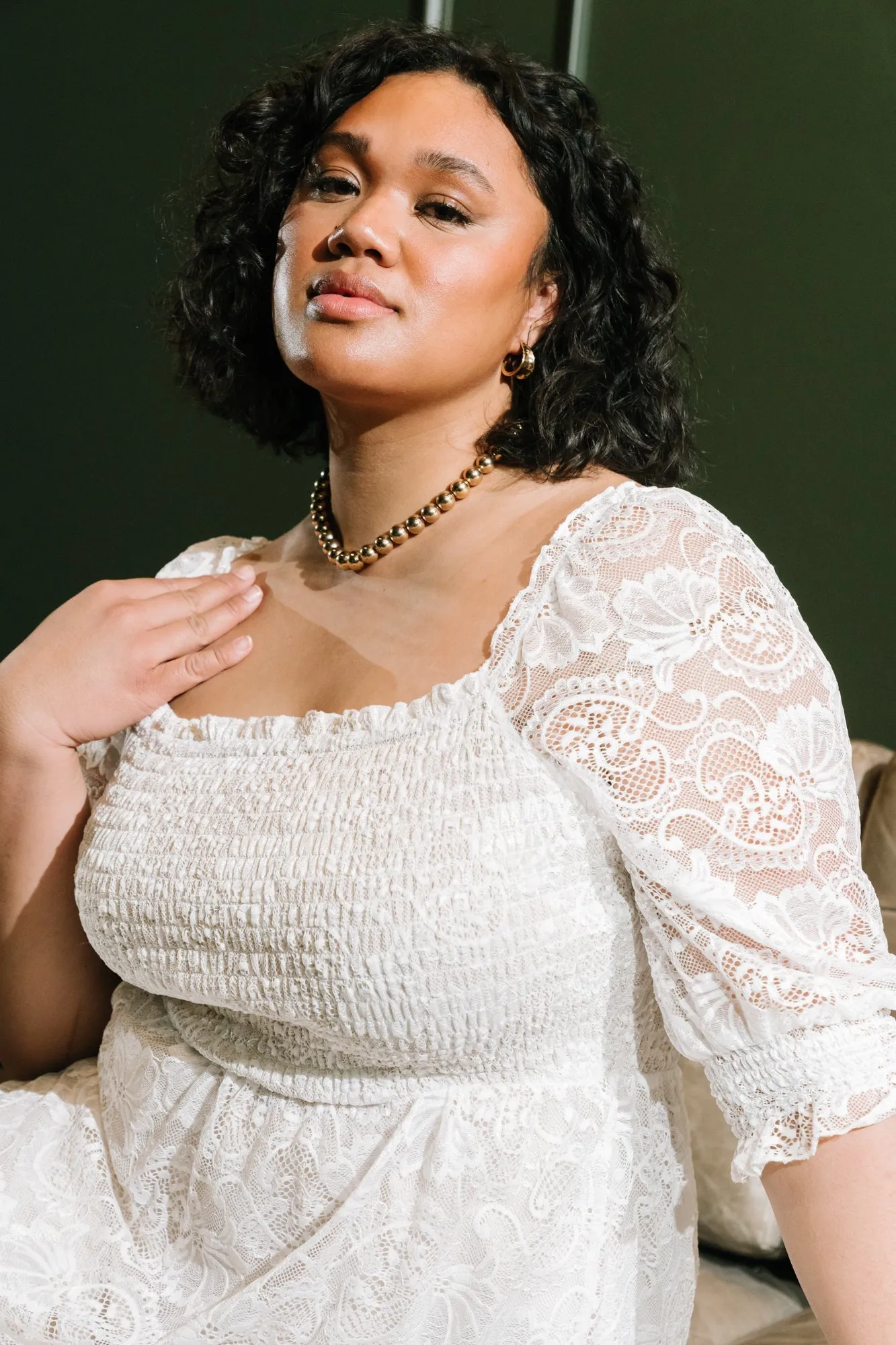 Stella Smocked Lace Maxi Dress | Off White sold by Baltic Born product image thumbnail 2