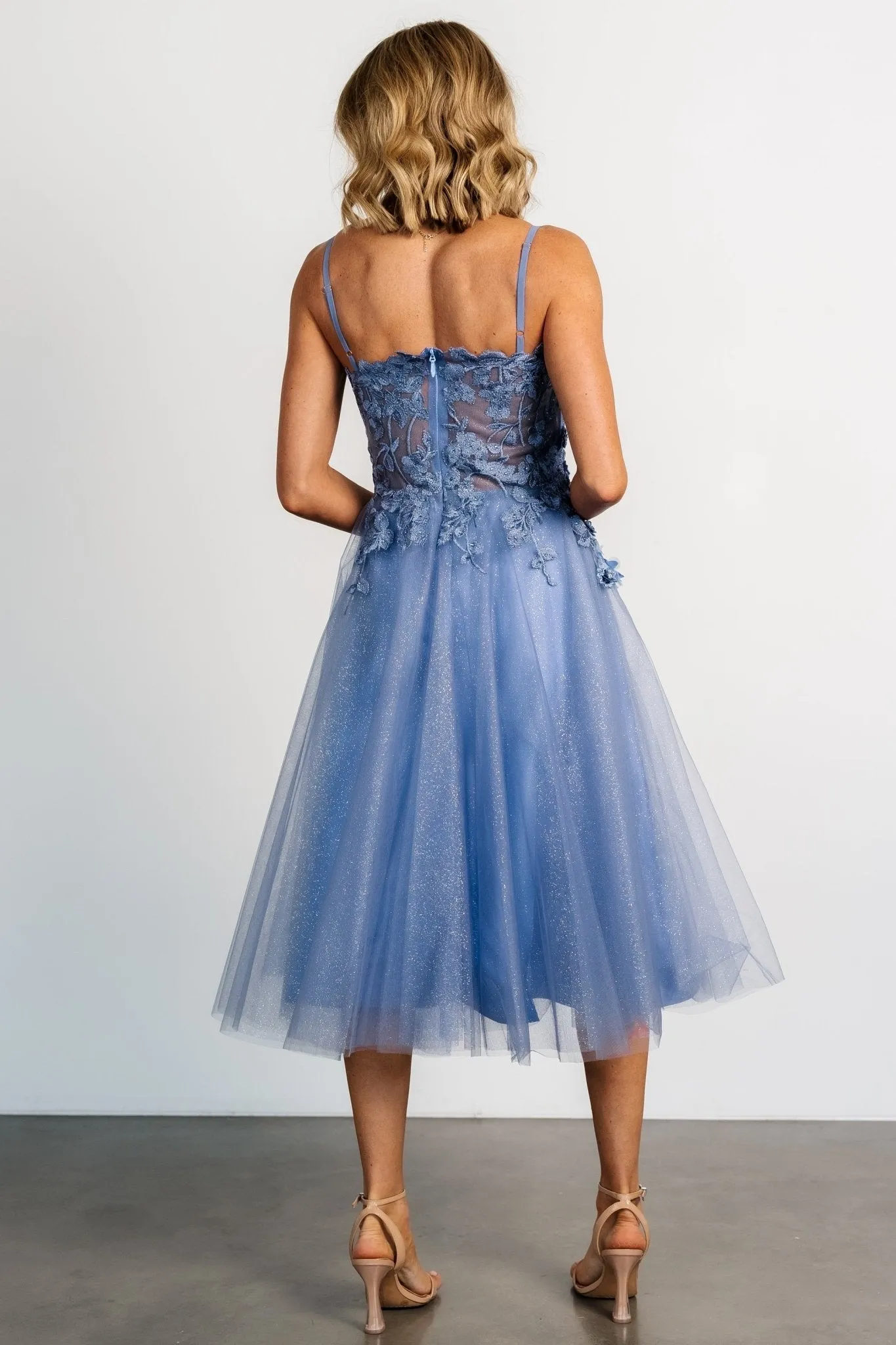 Noelle Shimmer Midi Dress | Slate Blue sold by Baltic Born product image thumbnail 5