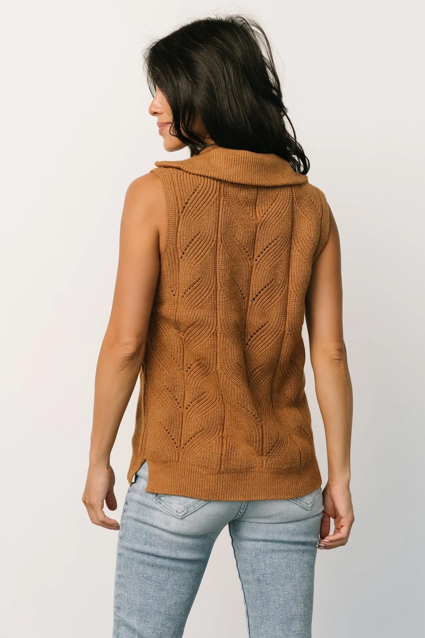 Nelson Half Zip Sweater Vest | Camel sold by Baltic Born product image thumbnail 3