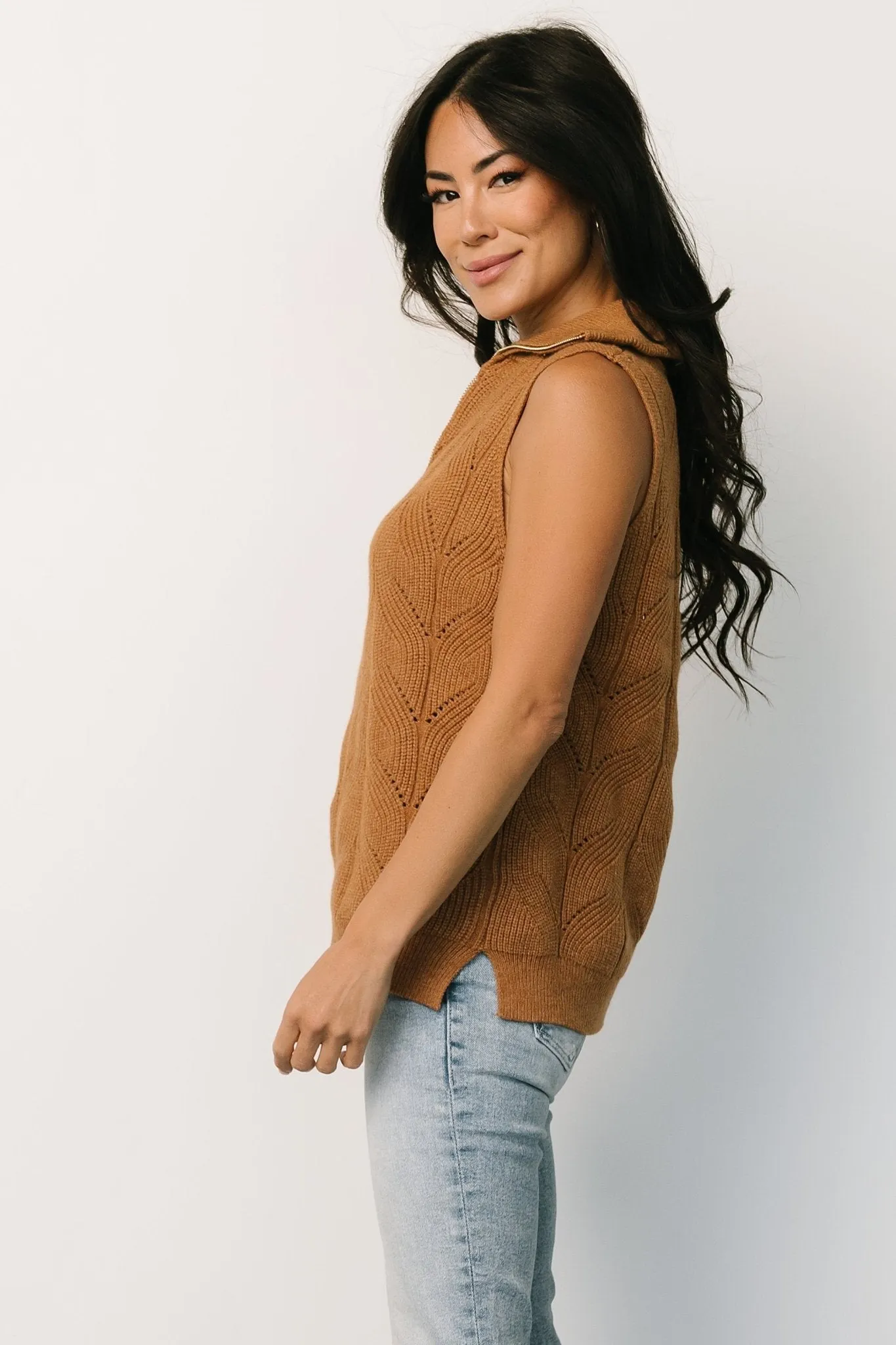 Nelson Half Zip Sweater Vest | Camel sold by Baltic Born product image thumbnail 4