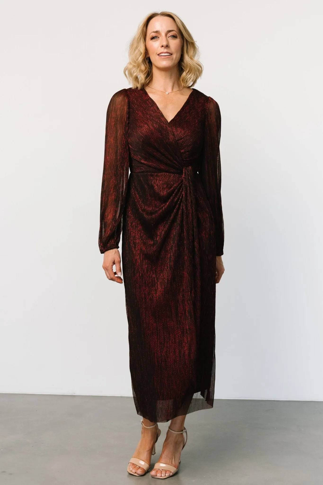 Devlyn Pleated Dress | Ruby Shimmer sold by Baltic Born product image thumbnail 5