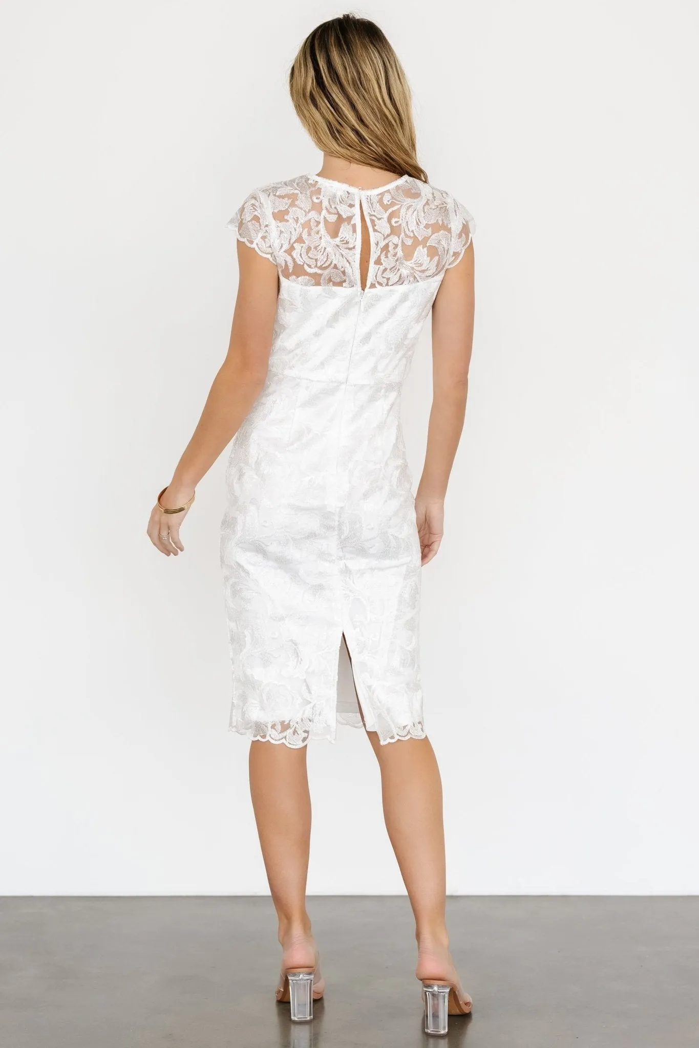 Jacqueline Embossed Midi Dress | White sold by Baltic Born product image thumbnail 4