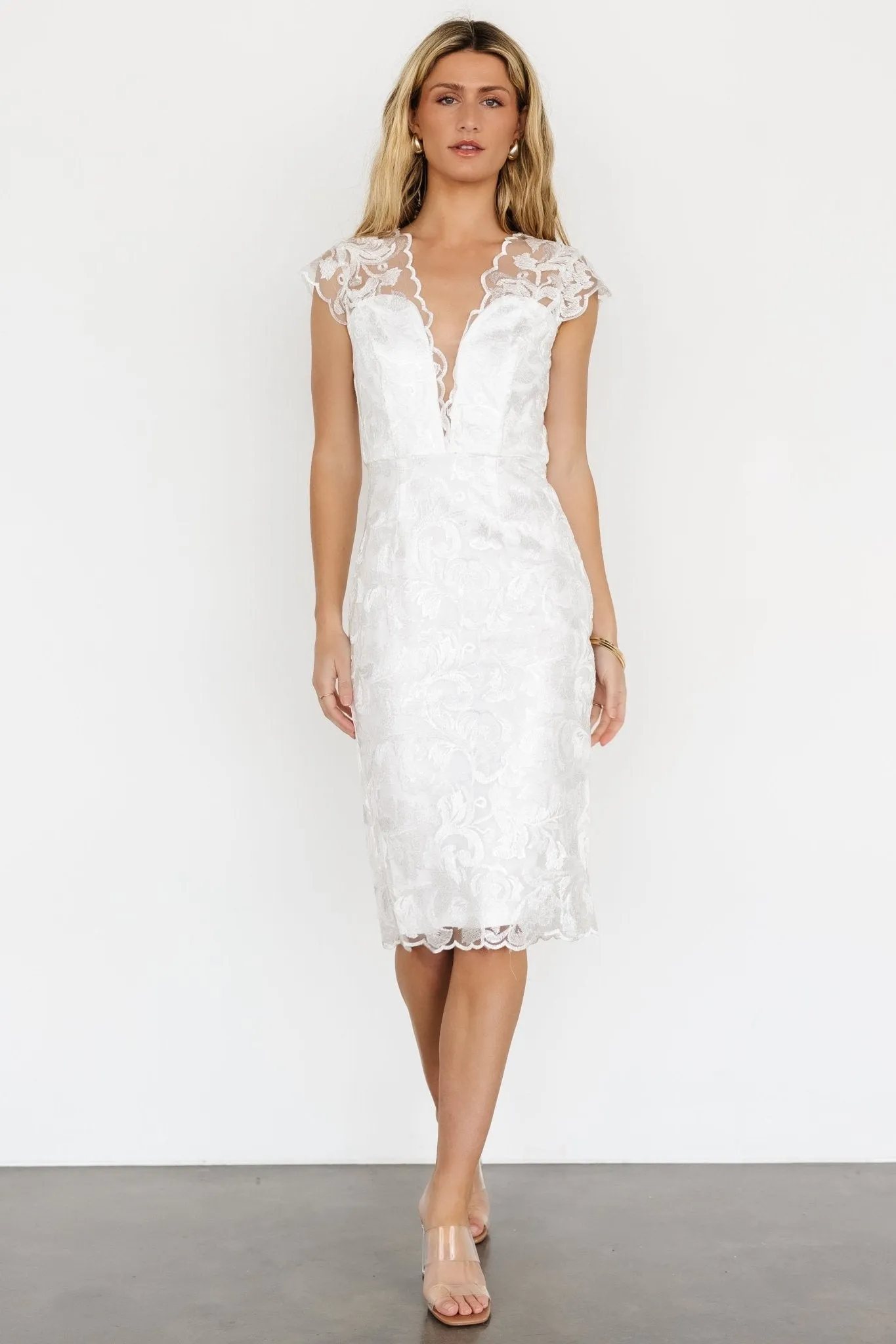 Jacqueline Embossed Midi Dress | White sold by Baltic Born product image thumbnail 5
