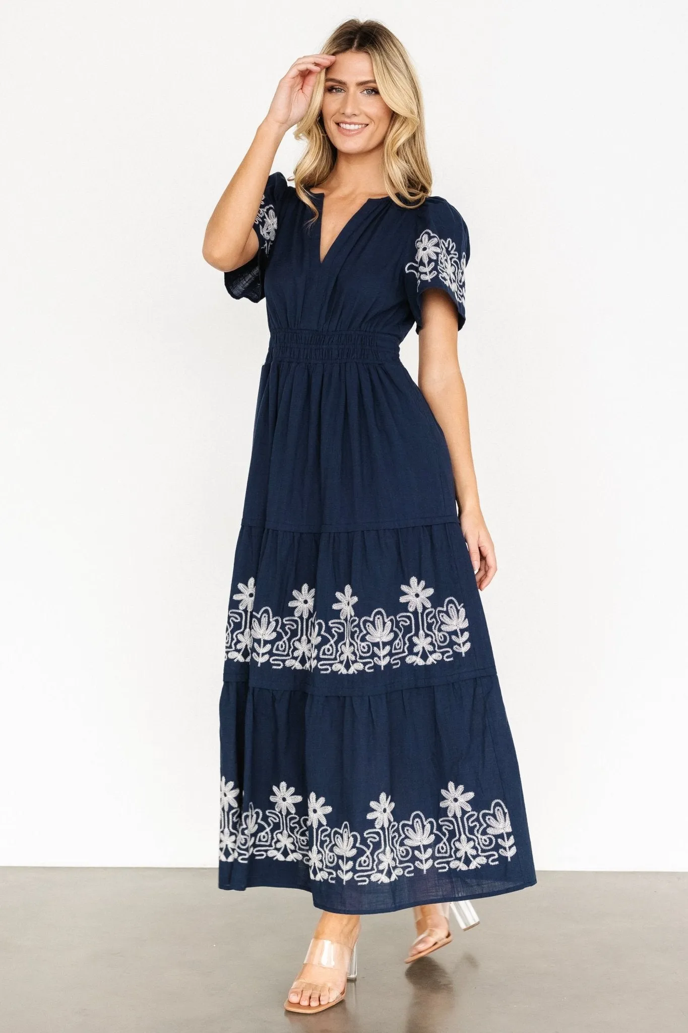 Kennedy Embroidered Maxi Dress | Blue sold by Baltic Born