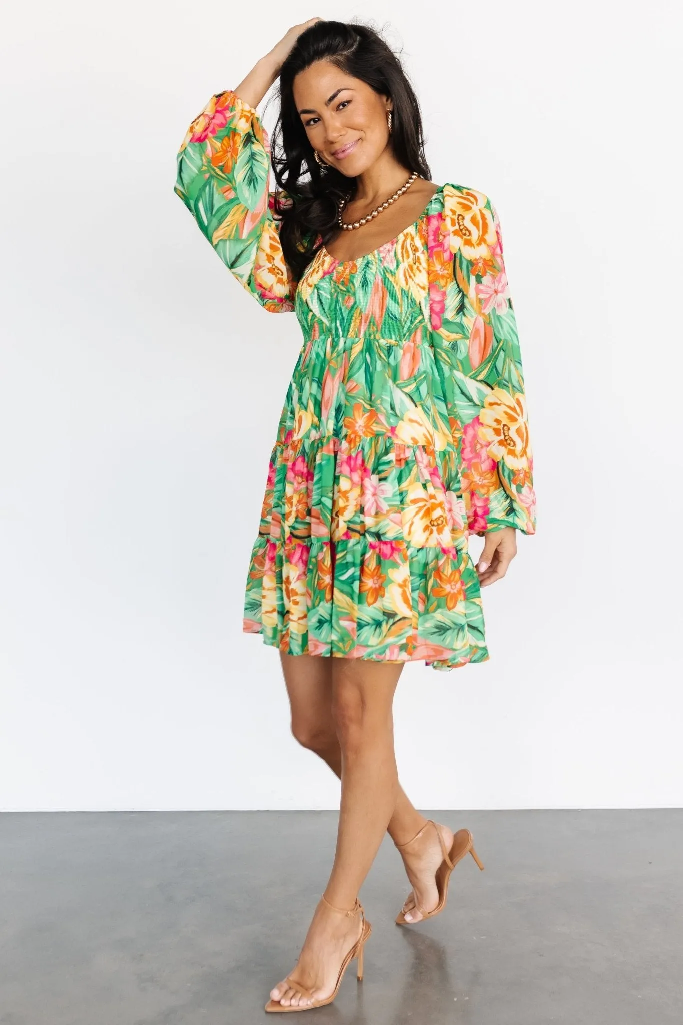 Acapulco Short Dress | Green Multi Print sold by Baltic Born product image thumbnail 5