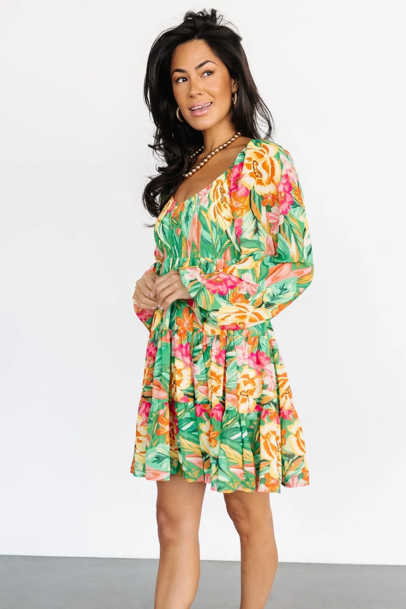 Acapulco Short Dress | Green Multi Print sold by Baltic Born product image thumbnail 2