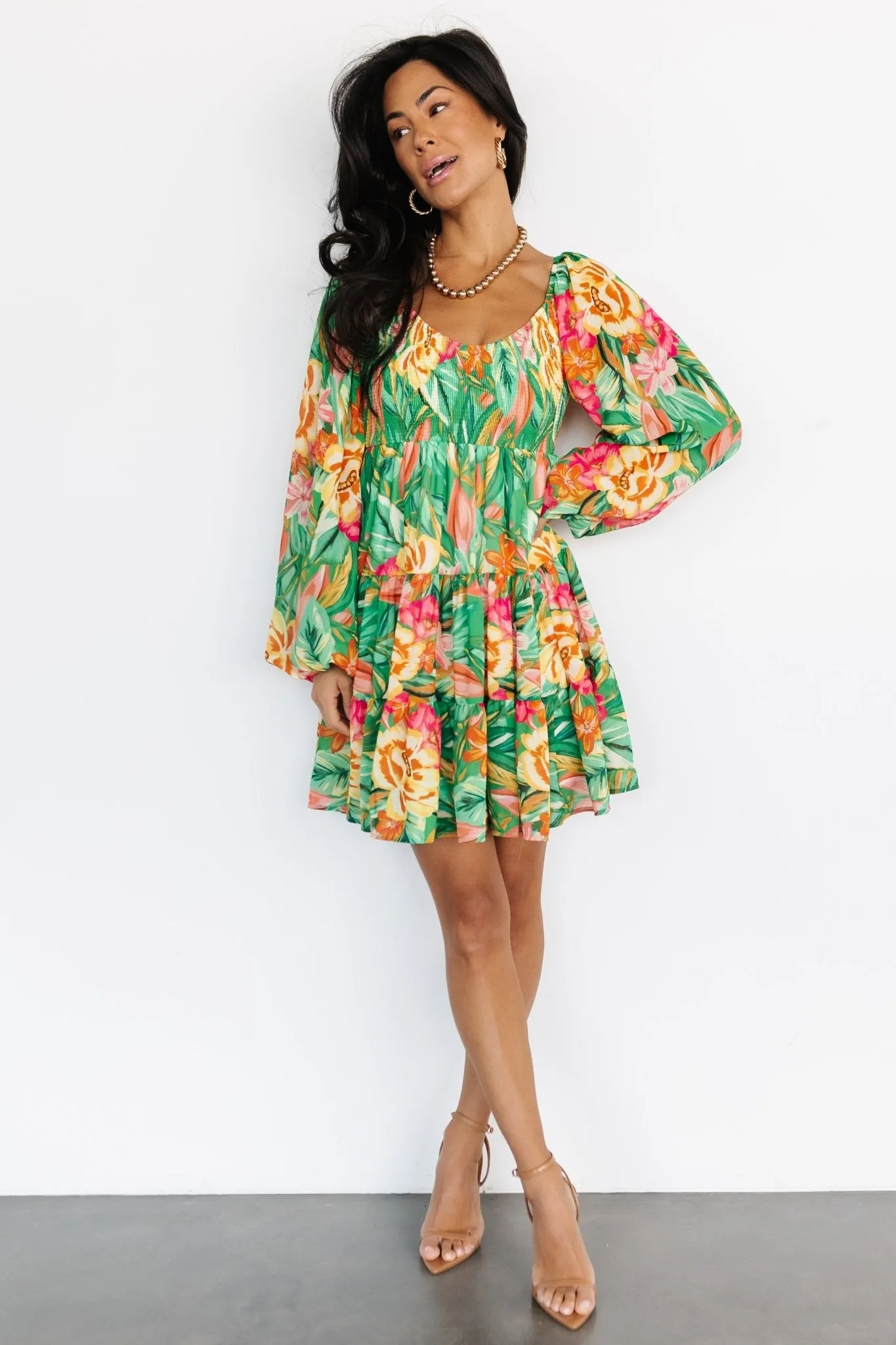 Acapulco Short Dress | Green Multi Print sold by Baltic Born product image thumbnail 3