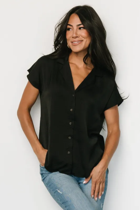 Corey Button Top | Black sold by Baltic Born