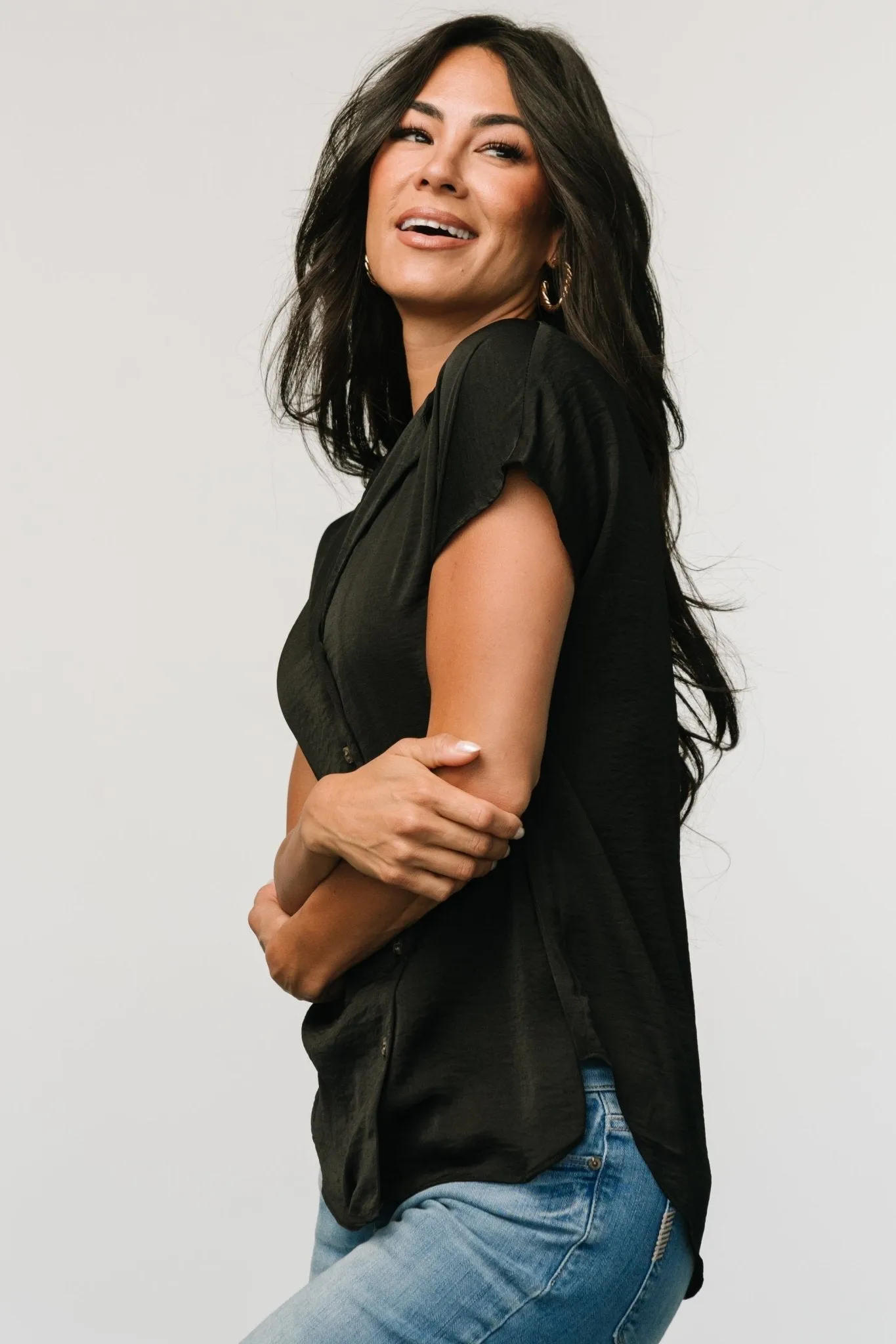 Corey Button Top | Black sold by Baltic Born product image thumbnail 2