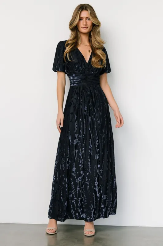 Leslie Velvet Maxi Dress | Deep Blue sold by Baltic Born