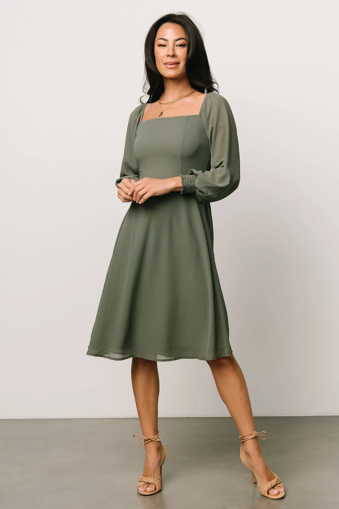 Elise Short Dress | Dark Sage sold by Baltic Born product image thumbnail 2
