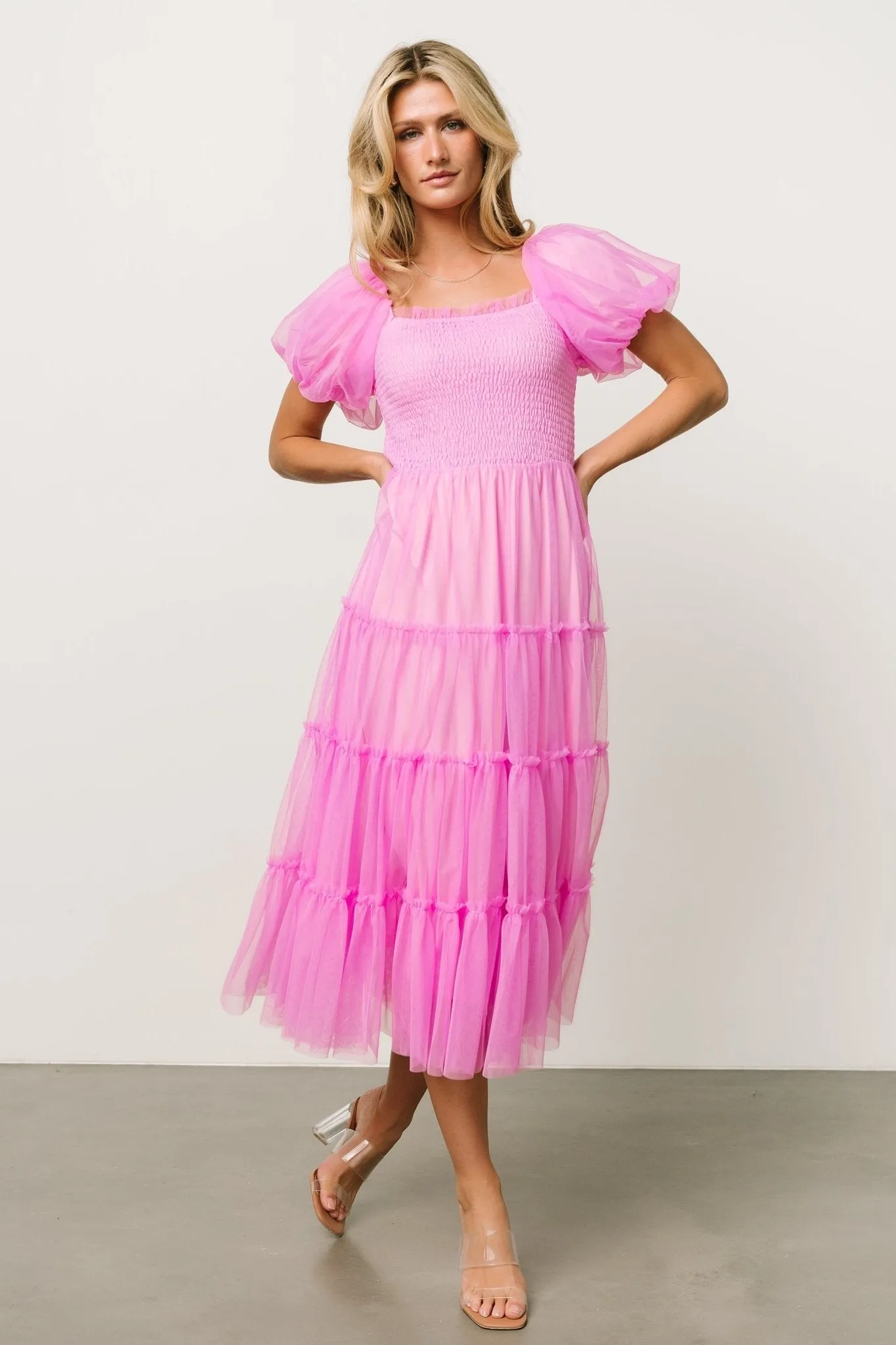 Liv Tulle Midi Dress | Pink sold by Baltic Born