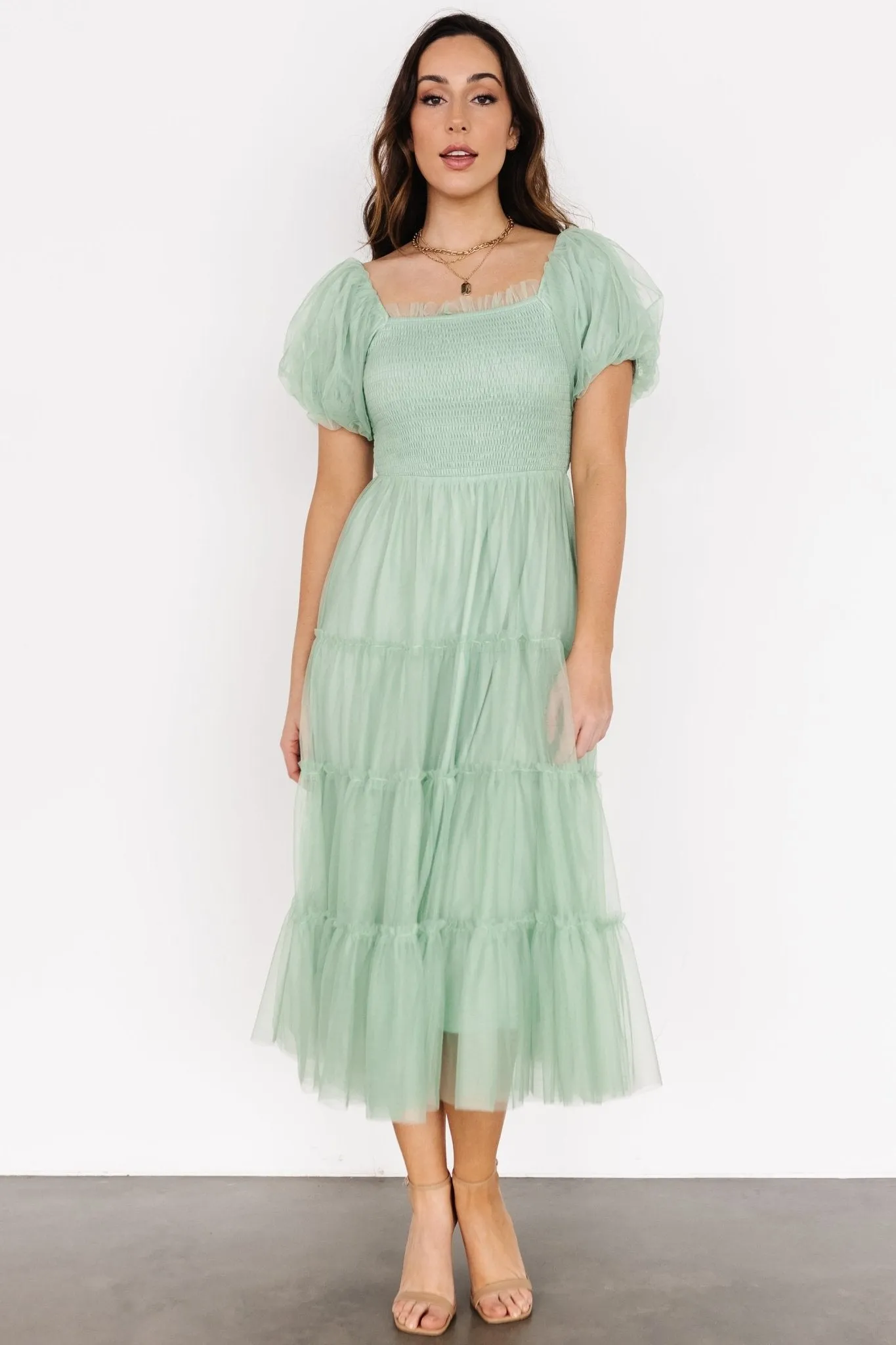 Liv Tulle Midi Dress | Light Green sold by Baltic Born product image thumbnail 4