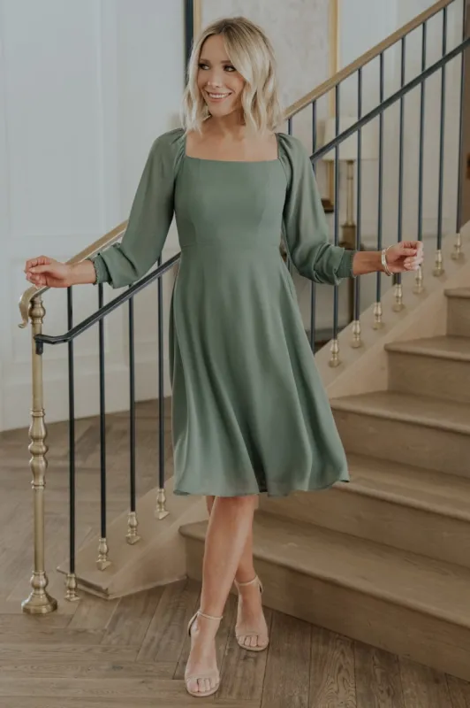 Elise Short Dress | Dark Sage sold by Baltic Born