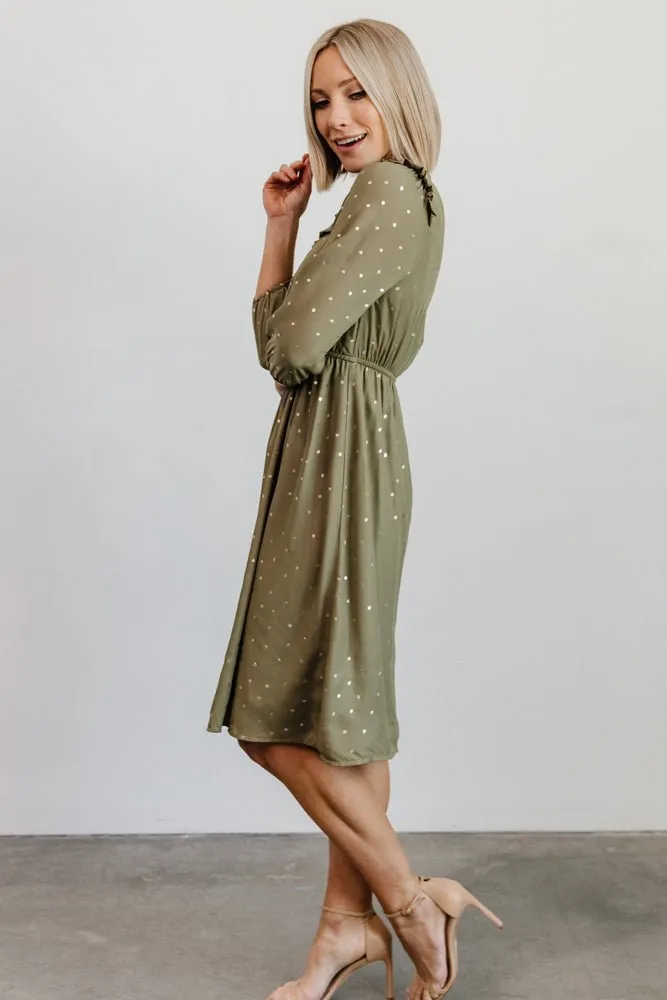 Nixon Pintuck Ruffle Midi Dress | Green sold by Baltic Born product image thumbnail 3