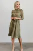 Nixon Pintuck Ruffle Midi Dress | Green sold by Baltic Born