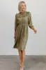 Nixon Pintuck Ruffle Midi Dress | Green sold by Baltic Born