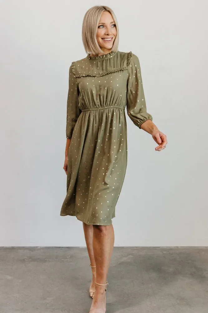 Nixon Pintuck Ruffle Midi Dress | Green sold by Baltic Born product image thumbnail 4