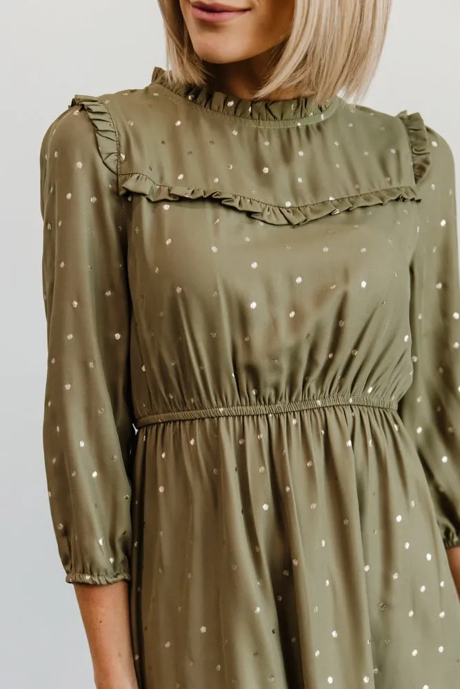 Nixon Pintuck Ruffle Midi Dress | Green sold by Baltic Born product image thumbnail 2