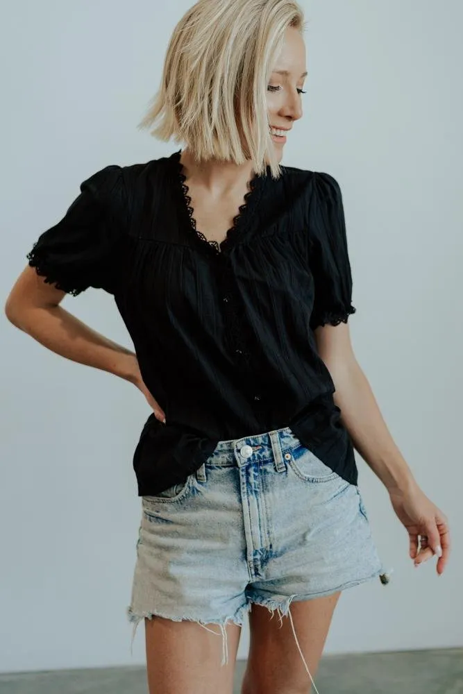 Sloane Button Top | Black sold by Baltic Born