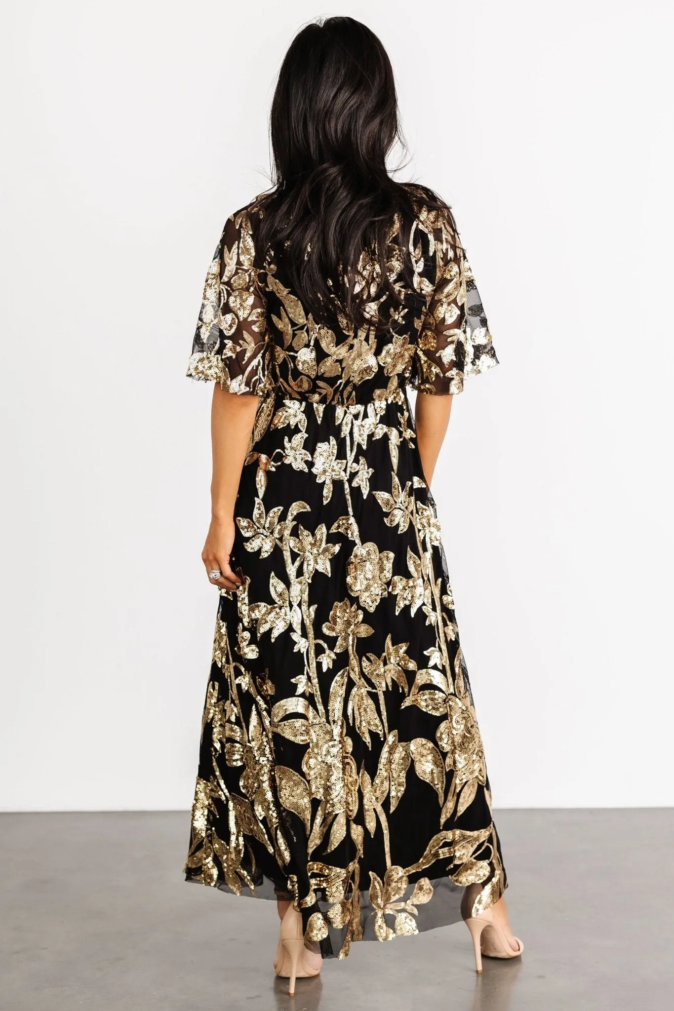 Lucy Sequin Dress | Black + Gold sold by Baltic Born product image thumbnail 4