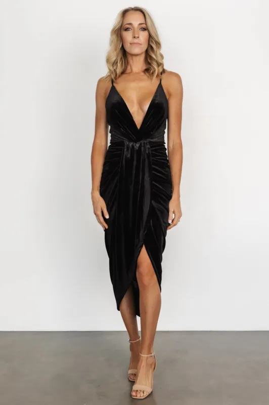 Steph Velvet Midi Dress | Black sold by Baltic Born