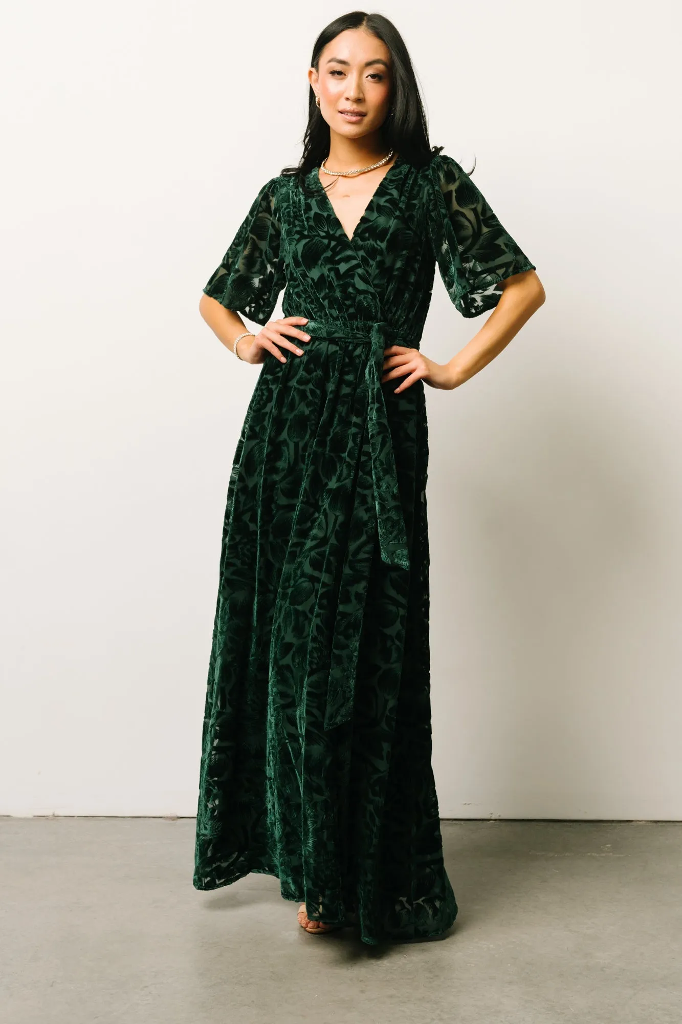 Uma Velvet Maxi Dress | Dark Green sold by Baltic Born product image thumbnail 3