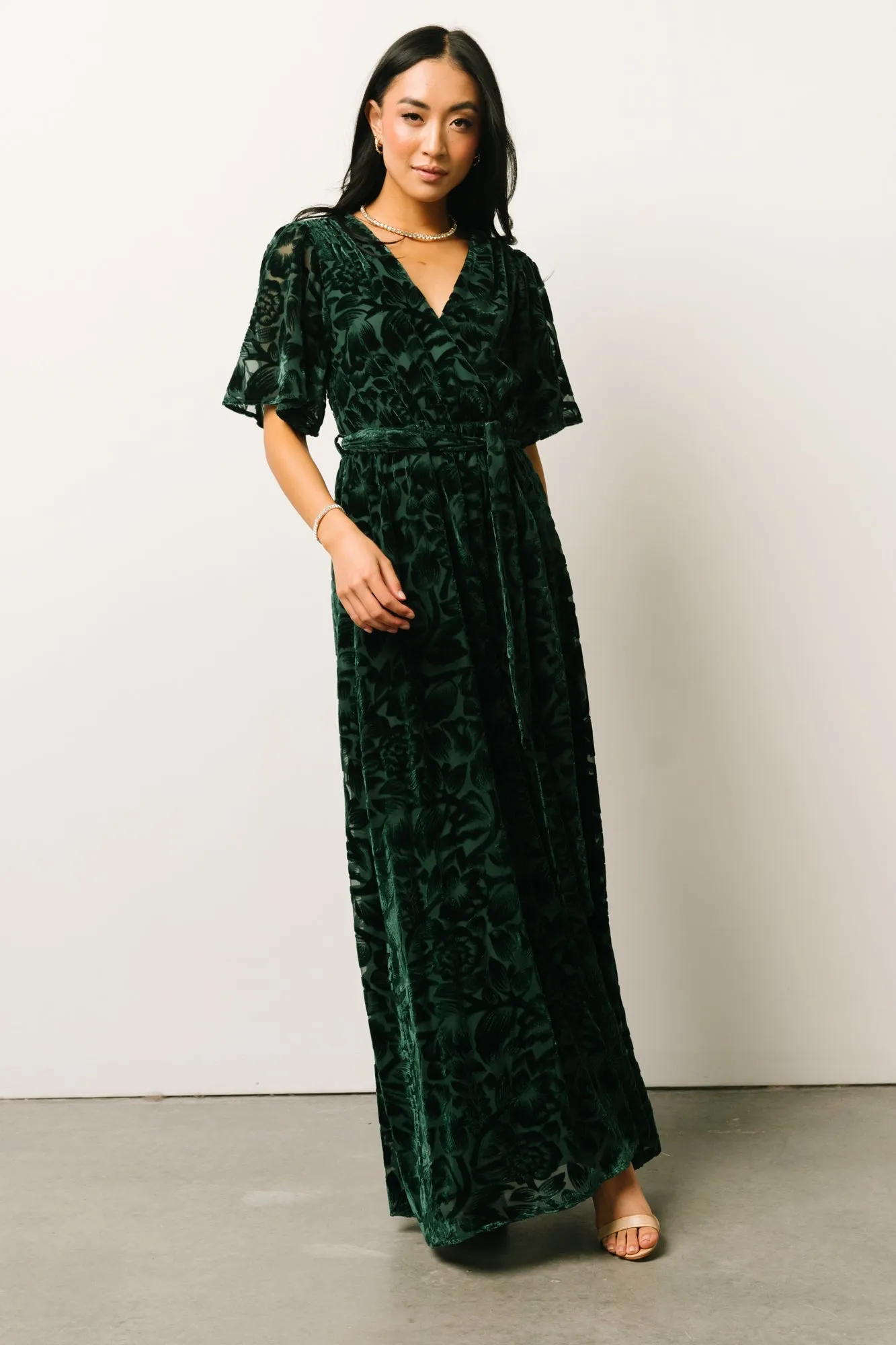 Uma Velvet Maxi Dress | Dark Green sold by Baltic Born
