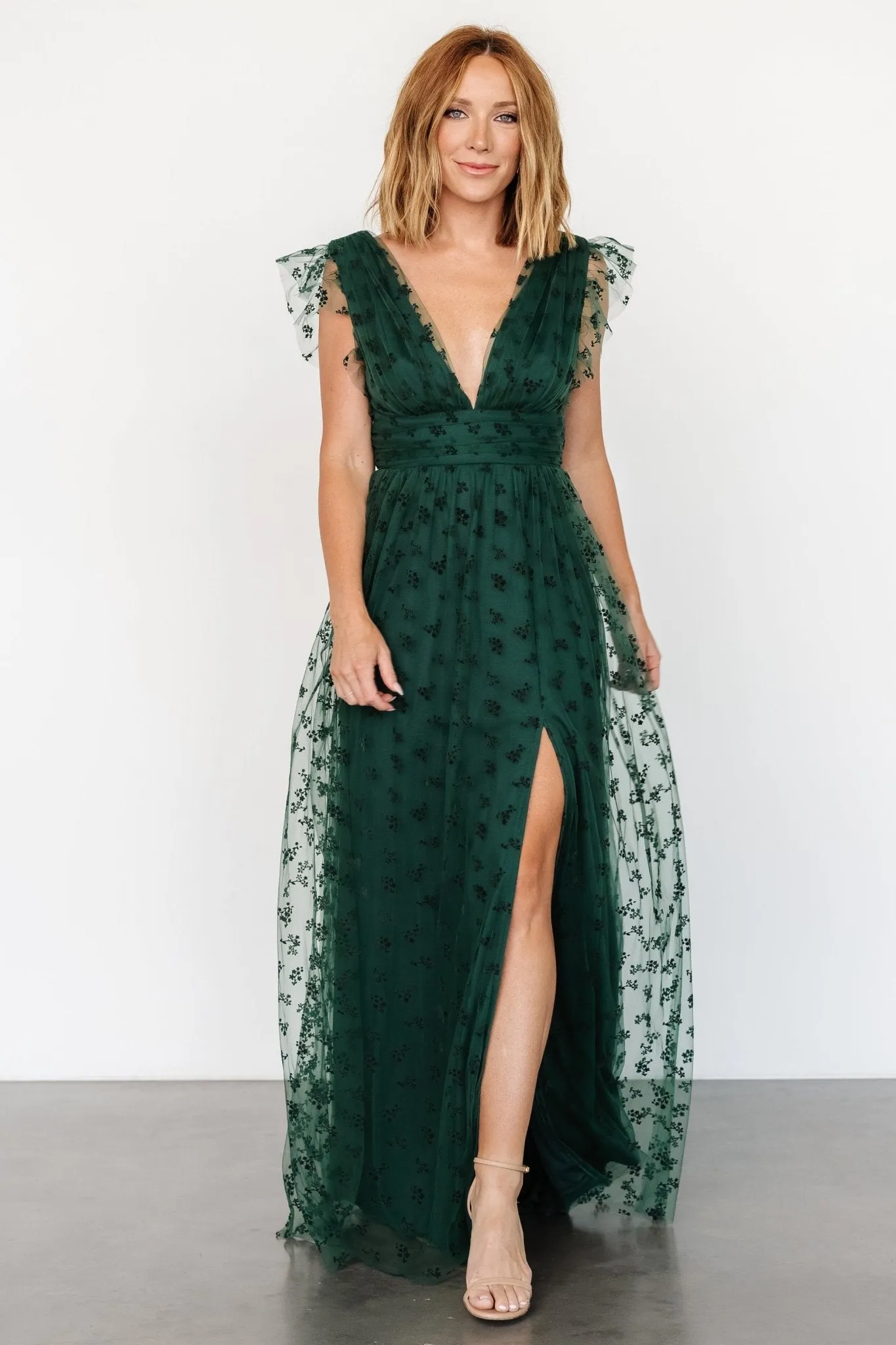 Caterina Tulle Maxi Dress | Dark Green sold by Baltic Born