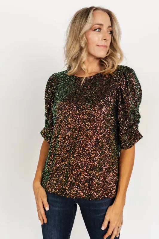 Joplin Sequin Top | Black Multi sold by Baltic Born