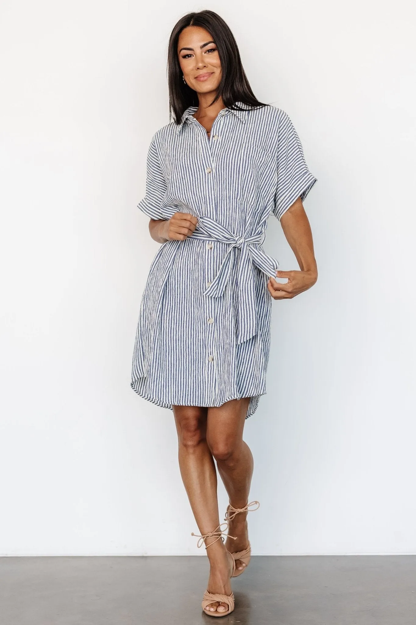 Nautical Shirt Dress | Blue Stripe sold by Baltic Born