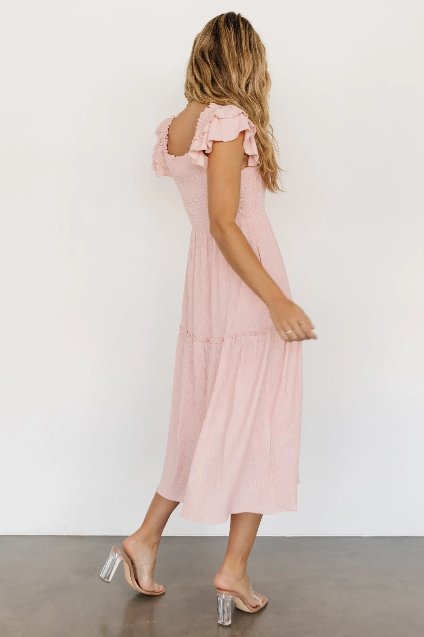 Jacie Smocked Midi Dress | Blush sold by Baltic Born product image thumbnail 4