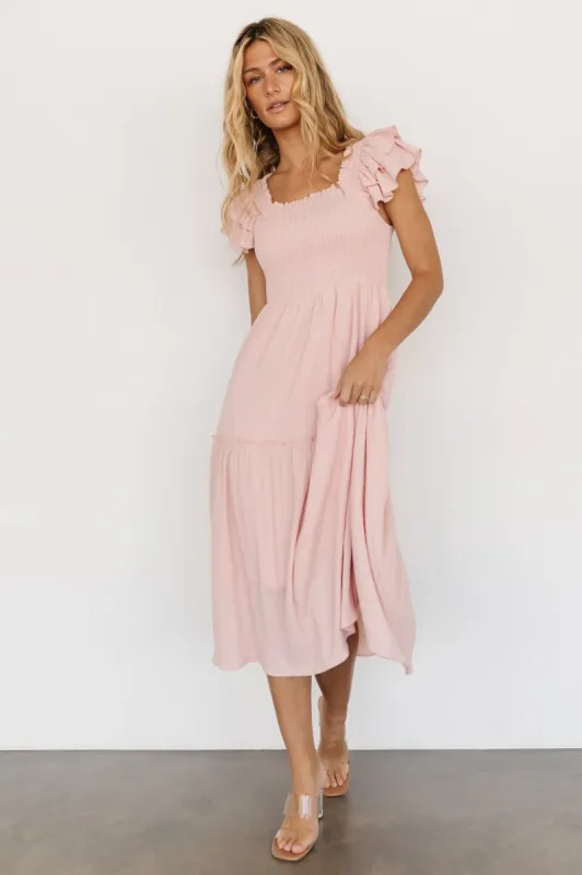 Jacie Smocked Midi Dress | Blush made by Listicle