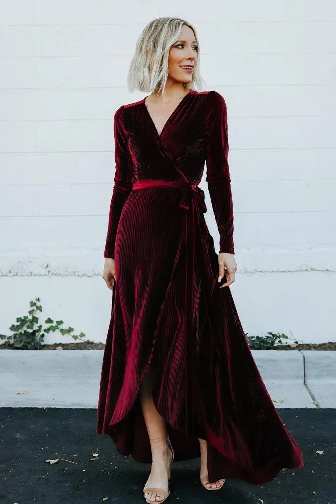 Jada Ribbed Velvet Wrap Dress | Mulberry sold by Baltic Born