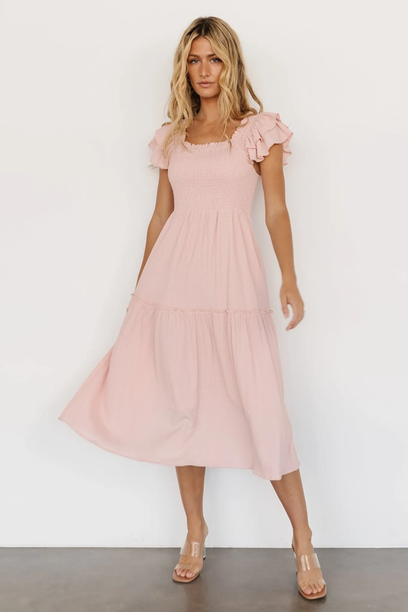 Jacie Smocked Midi Dress | Blush sold by Baltic Born product image thumbnail 5