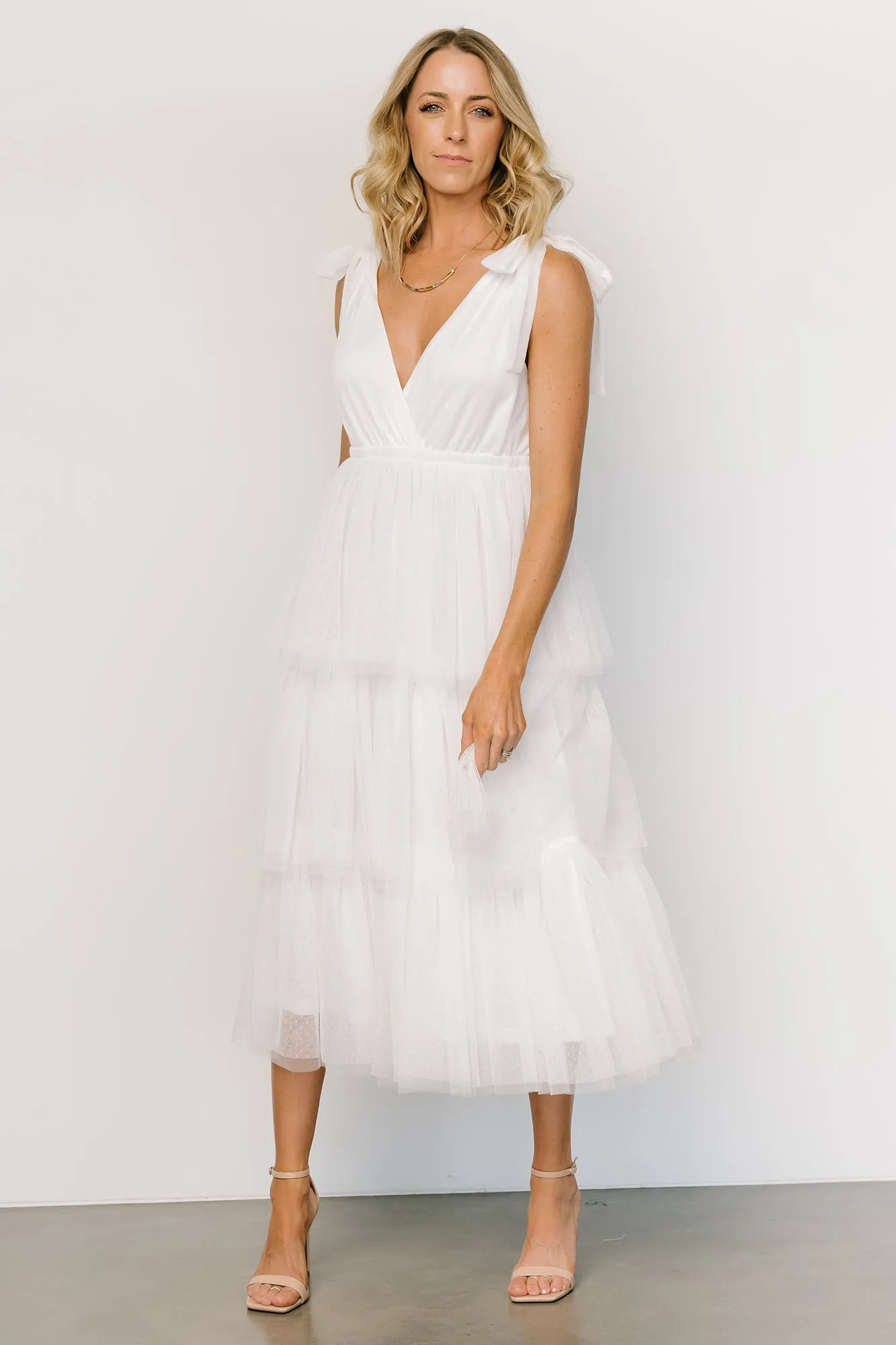Tessa Tiered Tulle Tank Dress | White sold by Baltic Born product image thumbnail 5