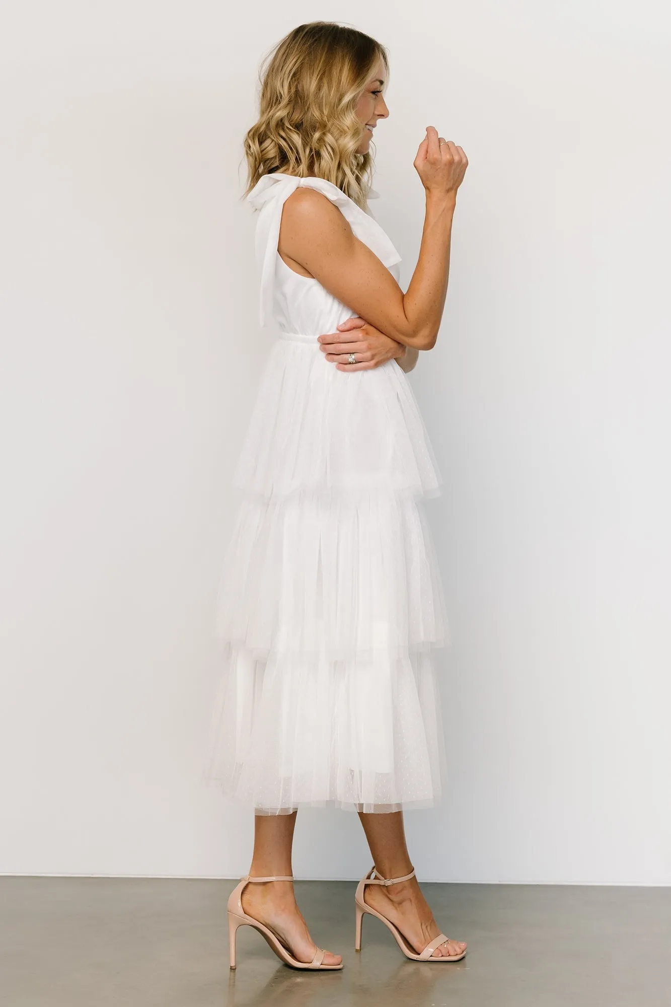 Tessa Tiered Tulle Tank Dress | White sold by Baltic Born product image thumbnail 3
